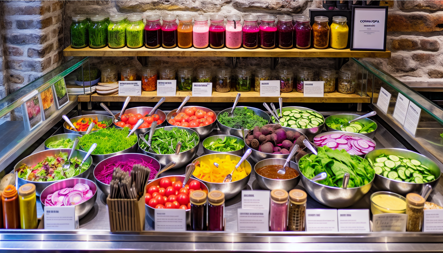 Fresh salad bar with vegan options