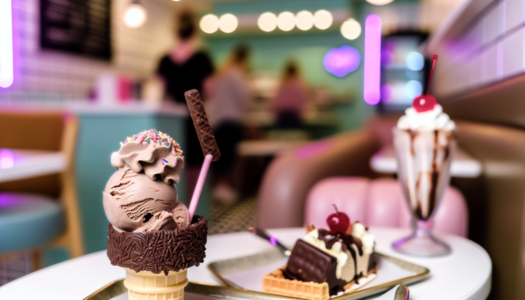 Artistic presentation of chocolate-infused ice cream treats