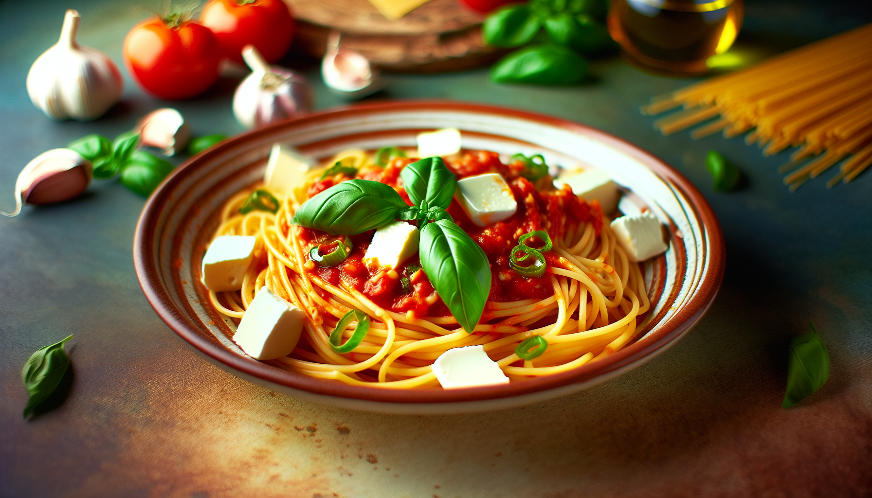 A beautifully presented Italian pasta dish