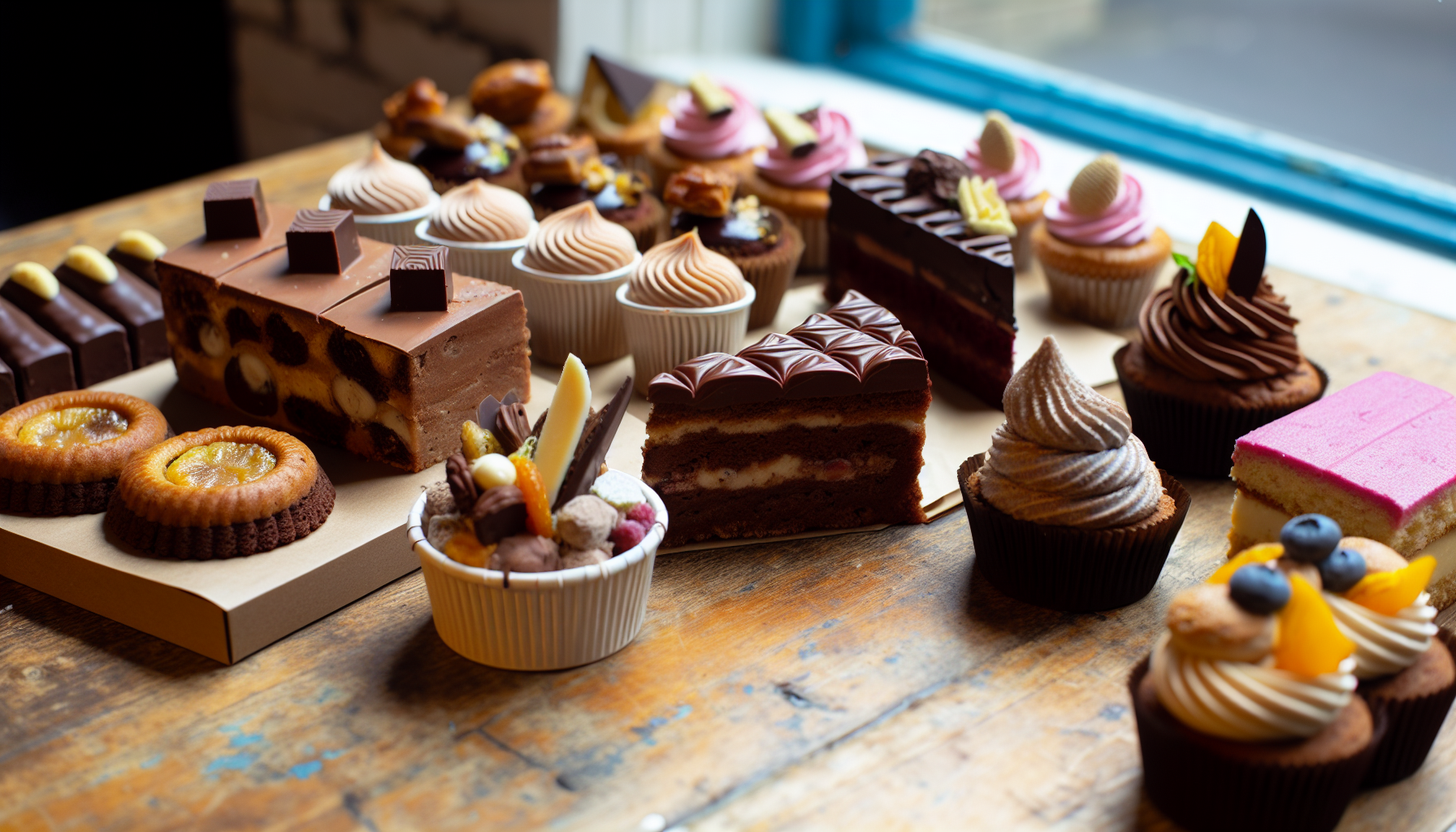 Assorted vegan pastries and cakes