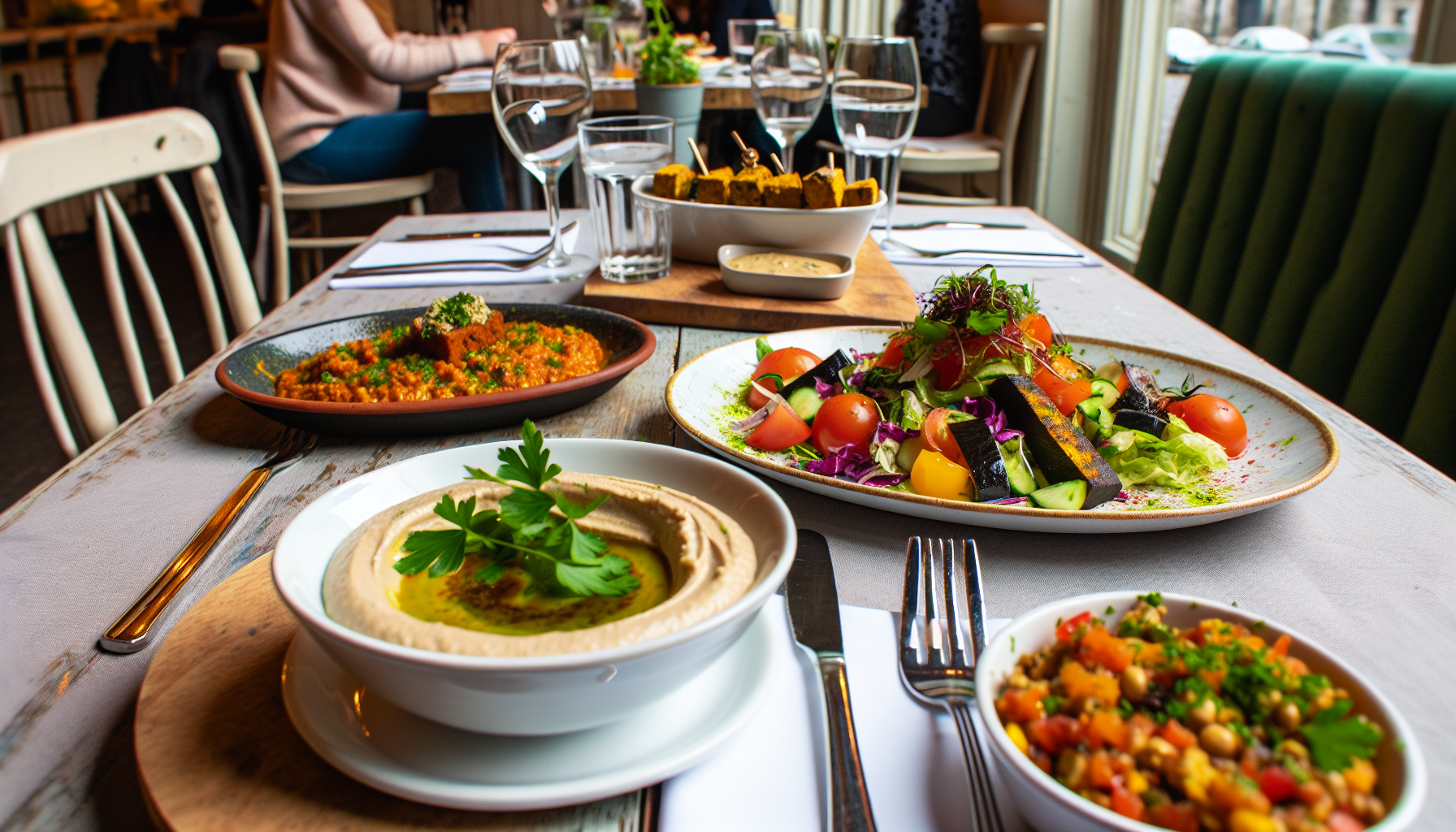 Vegan dishes at a restaurant